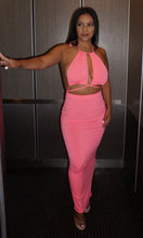 Load image into Gallery viewer, Sexy pink midi dress. Tie closure. Back slit
